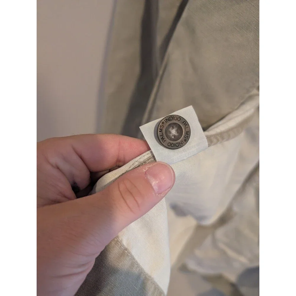 Indigo Palms Denim Jacket M Khaki Twill Chore Utility Tommy Bahama Linen Cotton